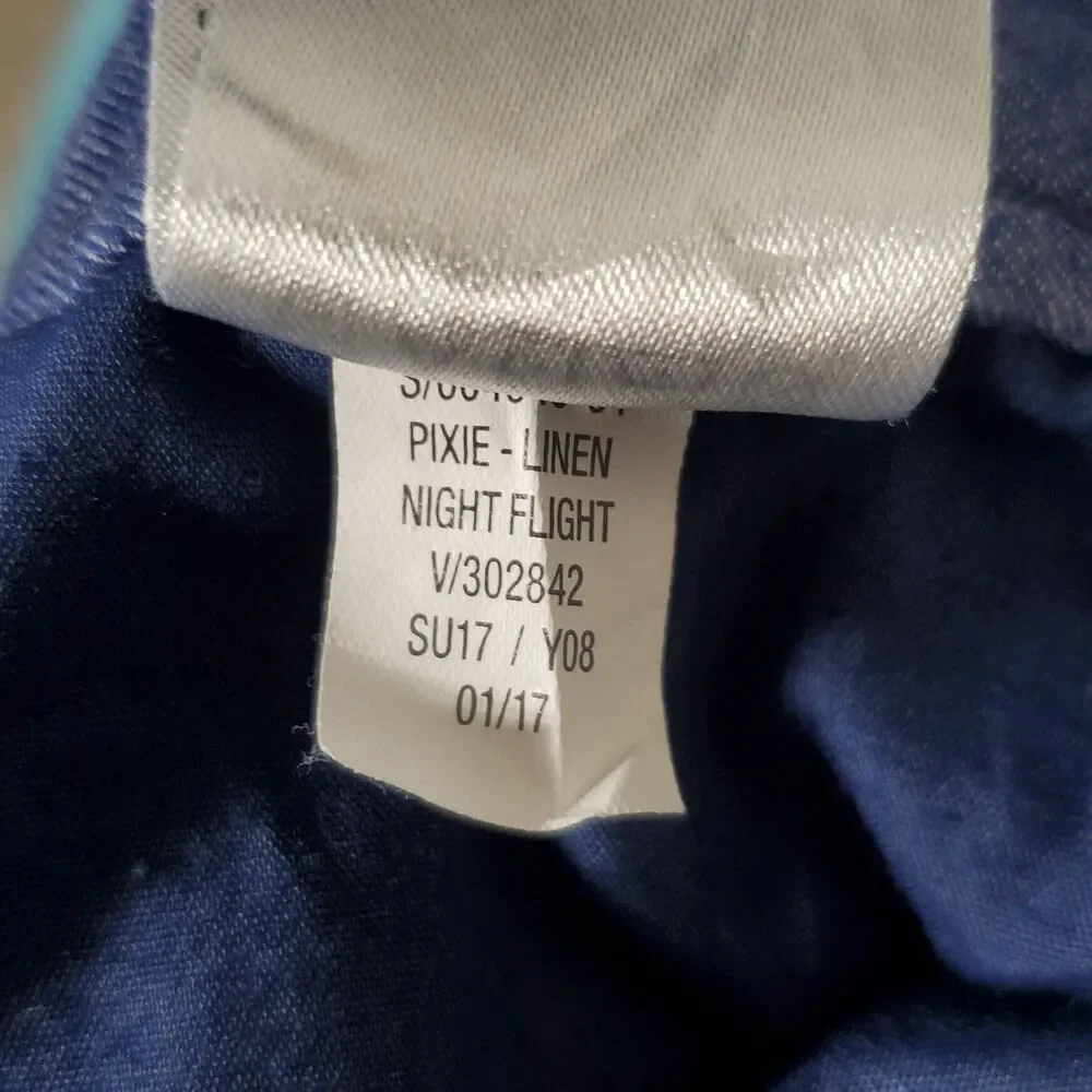 Old Navy Pixie Pants Size 10 Blue Cotton Linen Mid Rise Ankle Stretch 2017